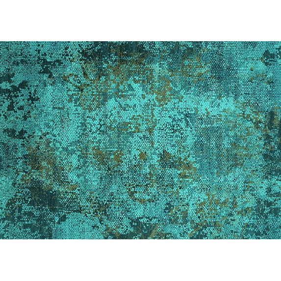 Ahgly Company Indoor Rectangle Oriental Turquoise Blue Industrial Area Rugs, 6' x 9'
