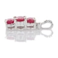 thumbnail image 4 of VRJewels 18 Karat White Gold Three-Stones Oval Cut Ruby Pendant Necklace, 4 of 5