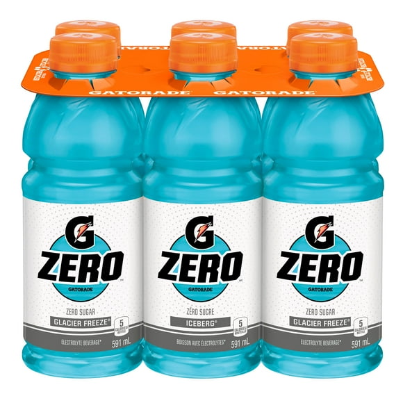 Gatorade Zero Glacier Freeze Electolyte Beverage 6 x 591 mL, Bottles, 6x591mL