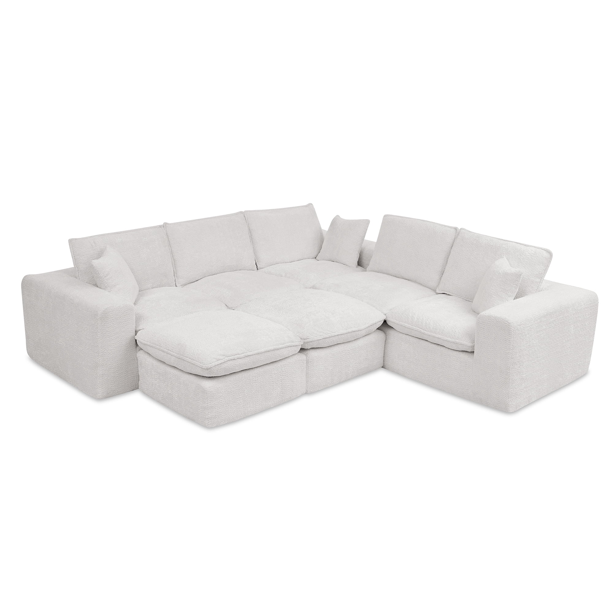 107" L Shaped Sectional Sofa 7 Seat Cloud Couch Boucle Fabric Modular Sofa with Ottoman Deep Seat Comfy Couch for Living Room, Beige