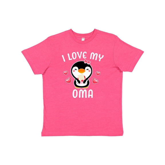 Inktastic I Love My Oma with Cute Penguin and Hearts Youth T-Shirt