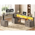 thumbnail image 3 of 76.8" x 72.8" Farmhouse L Shaped Electric Standing Desk with 3 Drawers and Storage Cabinet, 3 of 8