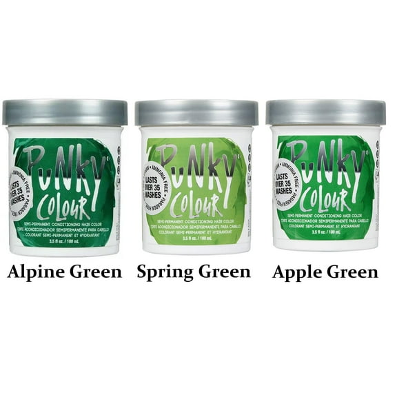 PUNKY COLOUR Semi Permanent Conditioning Color 3.5 oz - Spring Green (97474 )   Apple Green (97477)   Alpine Green (97461)