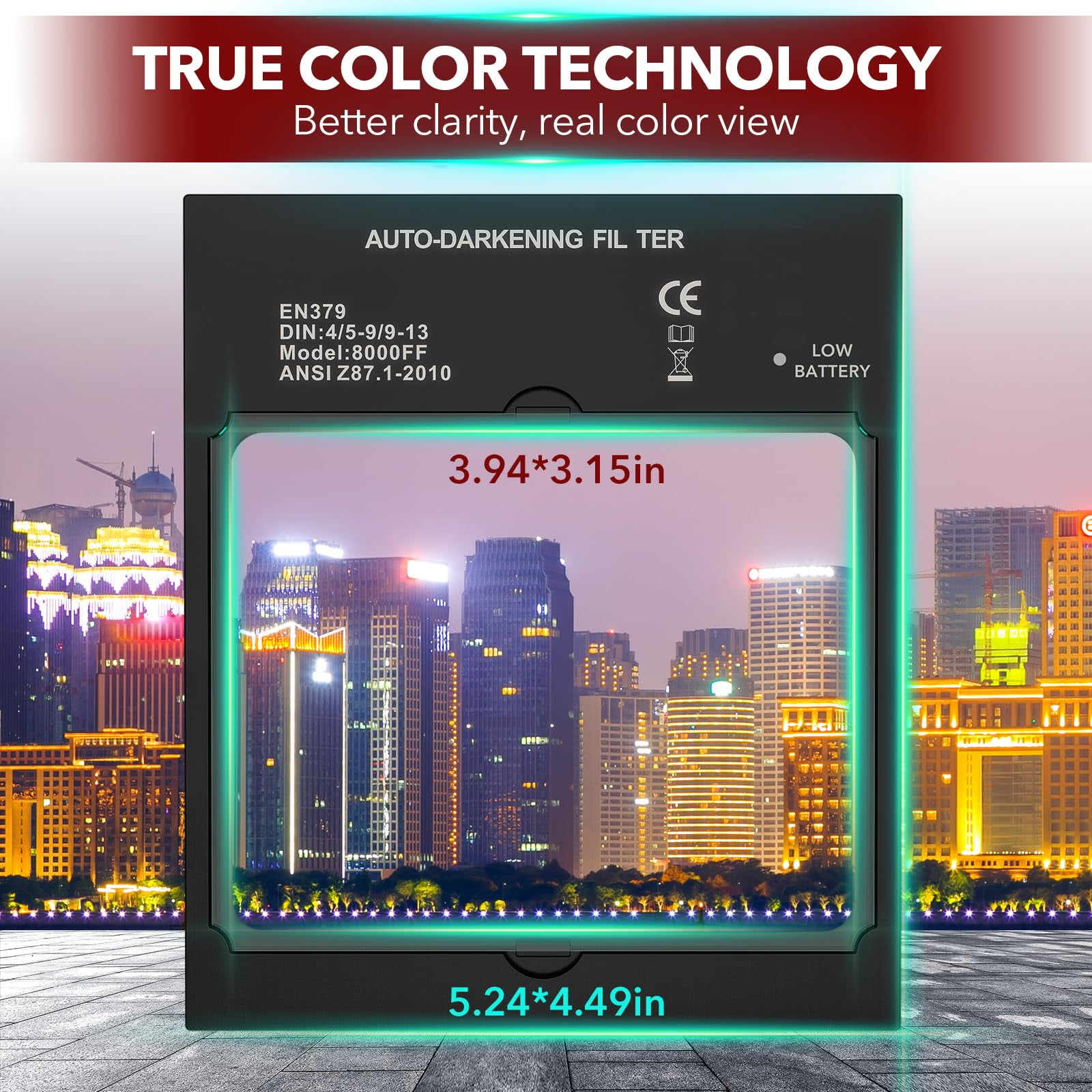 Panoramic View Welding Helmet Auto Darkening Welding Hood True Color 4 Arc Sensor Welding Mask Large Viewing 3.94" x 3.15" Wide Shade 4/5-9/9-13 Weld Helmet for TIG MIG ARC Weld