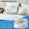 thumbnail image 5 of Bedduvit Duvet Cover Set - 100% Cotton Damask Floral White Beige & Gold & Gray Queen Size Duvet Cover - Breathable Soft Bedding Set 3-Piece Reversible 400TC Comforter Cover - 90"x 90", 5 of 9