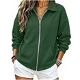 thumbnail image 6 of Women's Waffle Knit Zip-Up Jackets Fall Lapel Collar Long Sleeve Fashion Going Out Casual Loose Coats S-XXL, 6 of 6