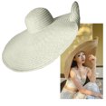 thumbnail image 3 of Sombrero de playa de mujer, sombrero de ala ancha de verano, gorra enrollable, sombrero de paja de Playa Sol protección UV - Blanco Sunnimix sombrero de playa para el sol, 3 of 7