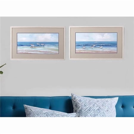 HomeRoots 484256 Shore Searching White Framed Print Wall Art, Set of 2