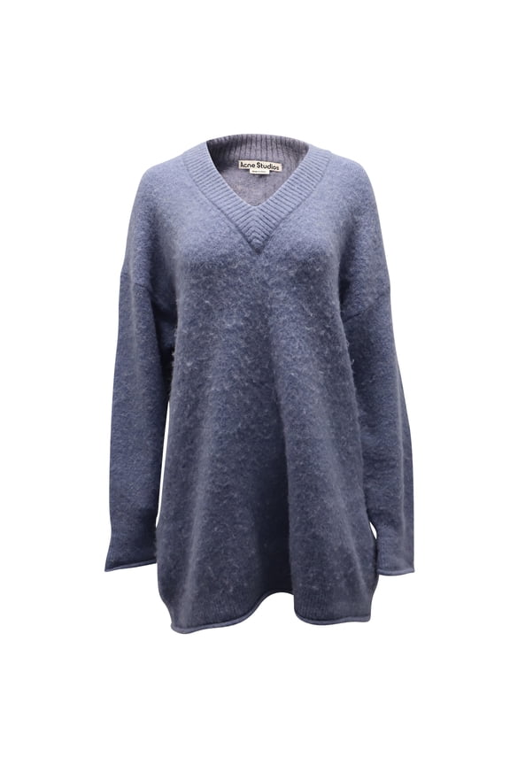 Pre-Owned Acne Studios Keandra V Neck Sweater in Blue Nylon