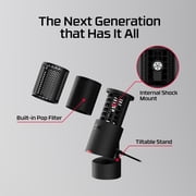 HyperX SoloCast 2 – Gaming USB Condenser Mic for PC, USB-C to USB-A, Built-in Pop Filter, Internal Shock Mount, Plug and Play, 24-bit / 96kHz, Compact Tiltable Stand - Black