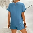 thumbnail image 5 of Women's Tops Two Piece Set 2026 Summer Lounge Tracksuit Outfits Shorts And Short Sleeve Tops Knitted Clothes Ndbuld Blue XL, 5 of 5