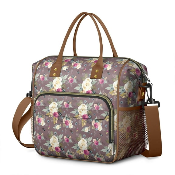 Pioneer Flower Floral Print Pattern Womens Lunch Box for Work,Insulated Large Lunch Bag for Tween and Teen,Loncheras Para Mujer,Leakproof Adult Lunch Bag for Work,Beach,Travel,Picnic,Camping
