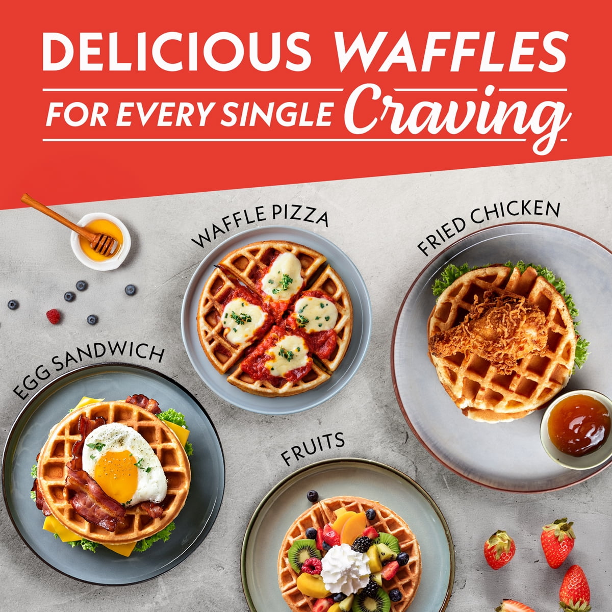 Gourmia Belgian Waffle Maker Adjustable Browning, PFAS-Free Nonstick Plates, Stainless Steel