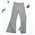 thumbnail image 5 of Bixock Toddler Girls Leggings High Waist Flare Pants Kids Trousers Elastic Waist Ruffle Solid Color Side Pocket Loose Stretch Fall Casual Daily Wear Size 5-6Years, 5 of 6
