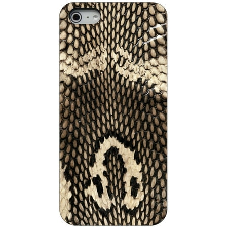 Shape Skin Case CUSTOM Black Hard Plastic Snap-On Case for Apple iPhone 5 / 5S / SE - Brown Tan Snake Skin Texture ()