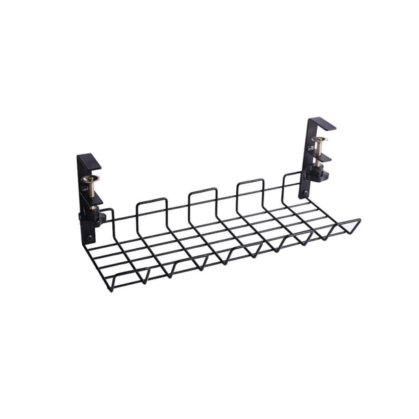 Cateissary Cesta de alambre para debajo de la mesa, estante de almacenamiento de cables, bandeja de gestión de enchufes de escritorio, soporte Almacenamiento y organización del hogar Negro