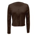 thumbnail image 6 of Lixiuxyad Women's Slim Fit Cardigan, V-Neck Long Sleeve Button-Up Cropped Knit Tops,Brown, 6 of 7