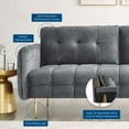 thumbnail image 4 of Tufted Sofa, Velvet, Grey Gray, Modern Contemporary Urban Design, Living Lounge Room Hotel Lobby Hospitality, 4 of 10