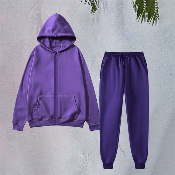 Pyhlmscde Women's Leisure Fleece Plush Two Piece Suits, Lounge Sets for Women, Women Sweatsuit, Women Fall Clothes