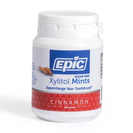 Epic Xylitol Mints - Sugar Free & Aspartame Free Mints Sweetened w/Xylitol for Dry Mouth & Gum Health (Cinnamon, 180-Piece Bottle)