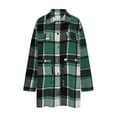 thumbnail image 4 of QQAMB Womens Long Sleeve Button Down Plaid Shirts Flannel Hooded Shacket Jacket Hoodie Coats Green XL, 4 of 8
