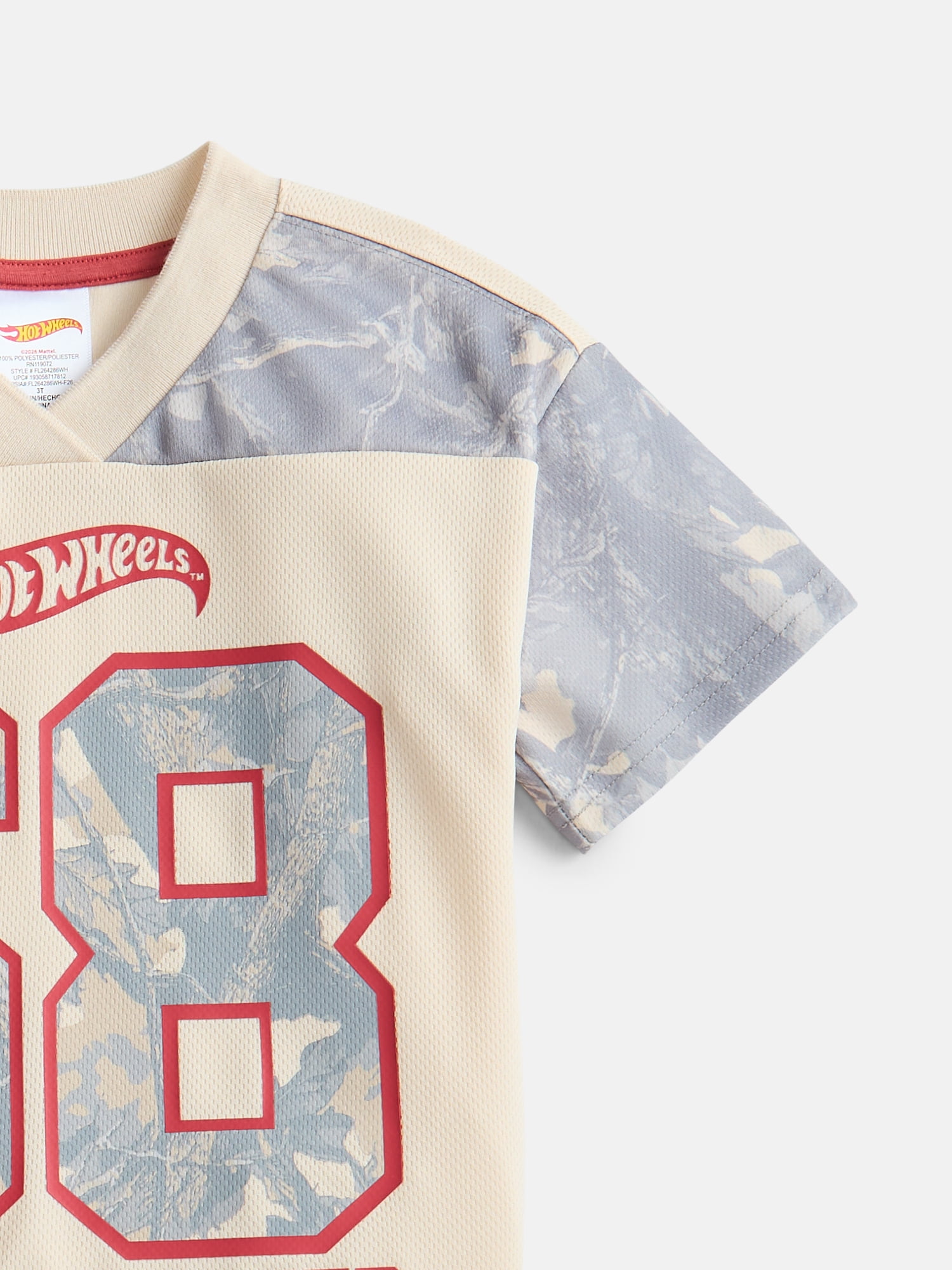 Hot Wheels Toddler Boys Mesh V Neck Graphic Jersey with Short Sleeves, Sizes 12M-5T