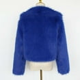 thumbnail image 6 of Olyvenn Womens Faux Fur Coat Lapel Open Front Cropped Fluffy Jacket Shaggy Fashion Warm Winter Outwear Coat Blue M, 6 of 6