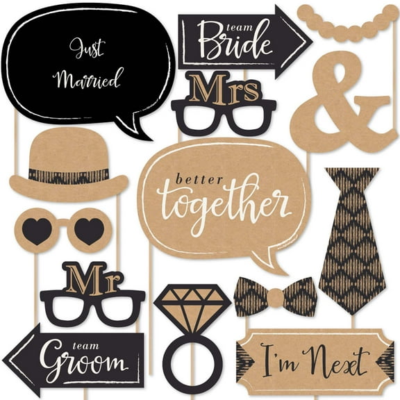 Big Dot of Happiness Better Together - Wedding Photo Booth Props Kit - 20 Count