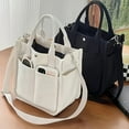thumbnail image 3 of Elegant Canvas Tote Bag With Multiple Pockets, Versatile Crossbody Bag, Multi-Compartment Bag For Moms, Portable Layered Tote For Outings, 3 of 6