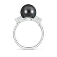 thumbnail image 2 of ANGARA Tahitian Cultured Pearl Bypass Ring with Diamond Trio in Platinum for Women | June Birthstone, Birthday, Anniversary, Jewelry Gift for Women | Pearl Ring, 2 of 9