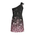 thumbnail image 5 of HKEJIAOI Floral Dress pour Femmes Rabais Liquidation Robes Décontractées Women's Été Imprimé une Épaule Sans Manches Cravate Fête Dress Imprimé Floral Mini Dress Rose, 5 of 5