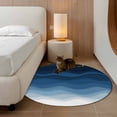 thumbnail image 3 of Navy Blue Ombre Round Area Rug 3 FT, Small Kitchen Bathroom Mats, Modern Moire Wave Gradient Washable Indoor Outdoor Throw Runner Carpet Non-Shedding Doormat for Table Shower Sofa Entryway, 3 of 8