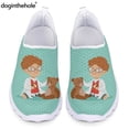 thumbnail image 1 of Doginthehole - Zapatos informales con dibujos animados de médicos para mujer, zapatos planos de malla transpirables para niños y estudiantes de escuela, mocasines ligeros para cosplay, 1 of 5