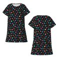 thumbnail image 5 of Salouo Multi-Colored Stars Print Short Sleeve Sleepshirt for Womens Comfy Nightgown Scoopneck Cute Nightdress Ruffle -X-Large, 5 of 7