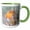 Green/White, variant on 3drose, Artistic Christmas Robin Perched on a Thorny Branch, 15oz Mug