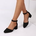thumbnail image 4 of LuckLilac Women's Round Toe Pumps Ankle Strap Low Buckle Block Heel Sandals Dress Wedding Office Party Shoes, 4 of 5