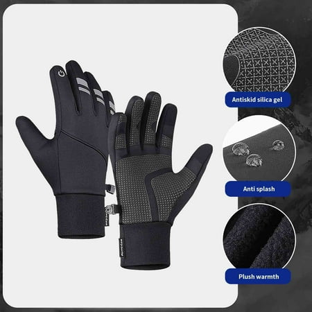 Lilgiuy Men and Women Outdoor Sports Gloves Fall Winter Non Slip Windproof Full Finger Ski Snow Warm Mittens for Cycling Hiking Running