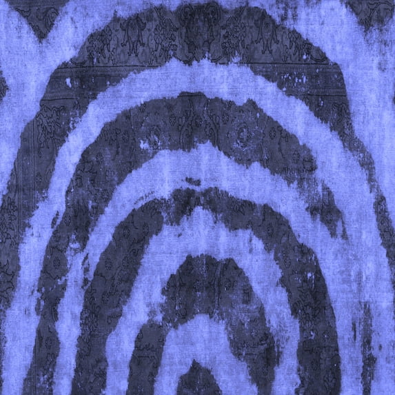 Ahgly Company Indoor Square Abstract Blue Modern Area Rugs, 7' Square