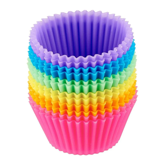Colorful Silicone Muffin Cups – Reusable Round Cupcake Baking Molds (6-Pack)