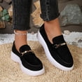 thumbnail image 6 of Womens Platform Loafers Faux Suede Gold Buckle Comfortable Slip On Cushioned Non-Slip Casual Work Shoes Black 5.5-9.5,Size 7.5, 6 of 8