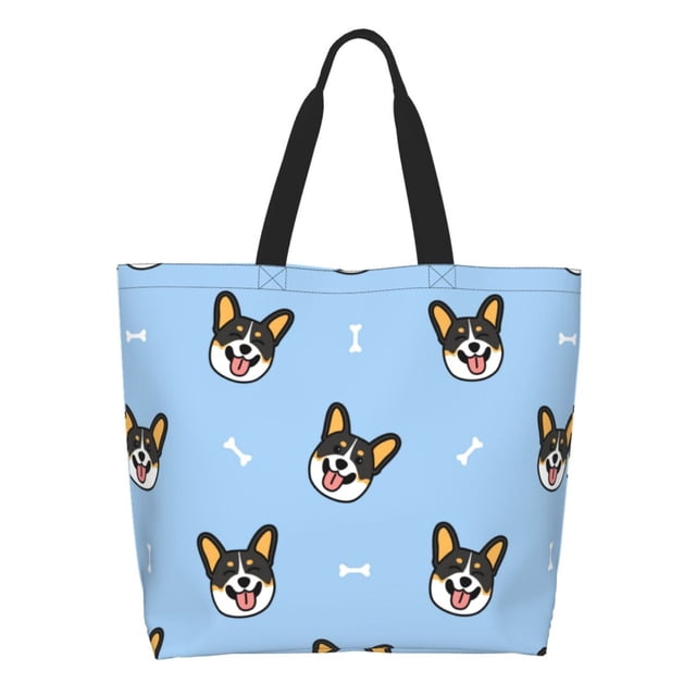 Disketp Corgi Dog Bolsa Tote Estampada para Mujer, Bolso de Hombro y de Mano para Compras y Viajes