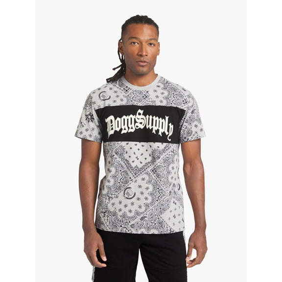 Dogg Supply by Snoop Dogg Big Men's Bandana Print Short Sleeve Tee, Sizes 4XL-5XL