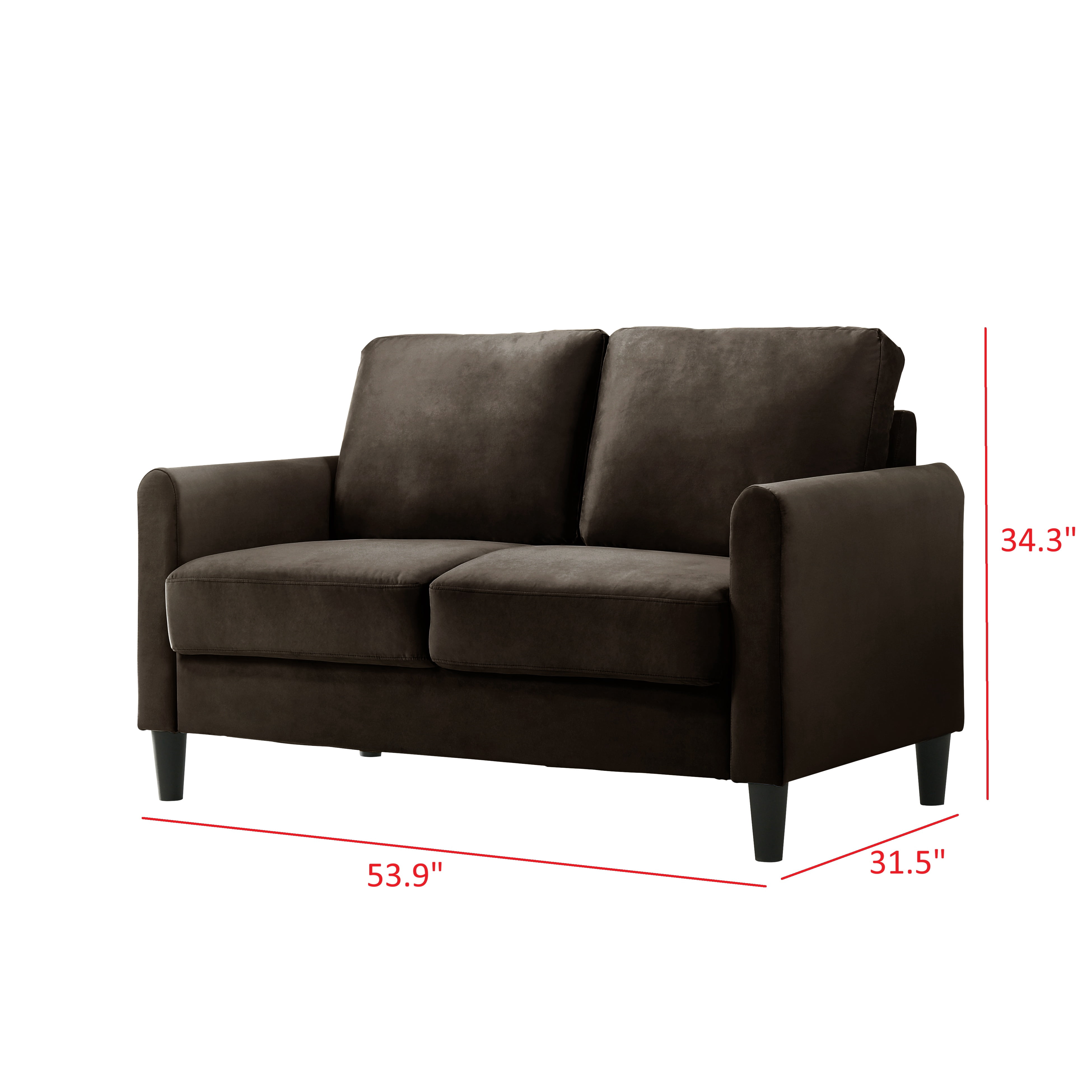 Home Design Airell 2-Piece Living Room Set with Loveseat and Sofa, Soft Velvet Fabric, Modern Upholstered Design, Brown