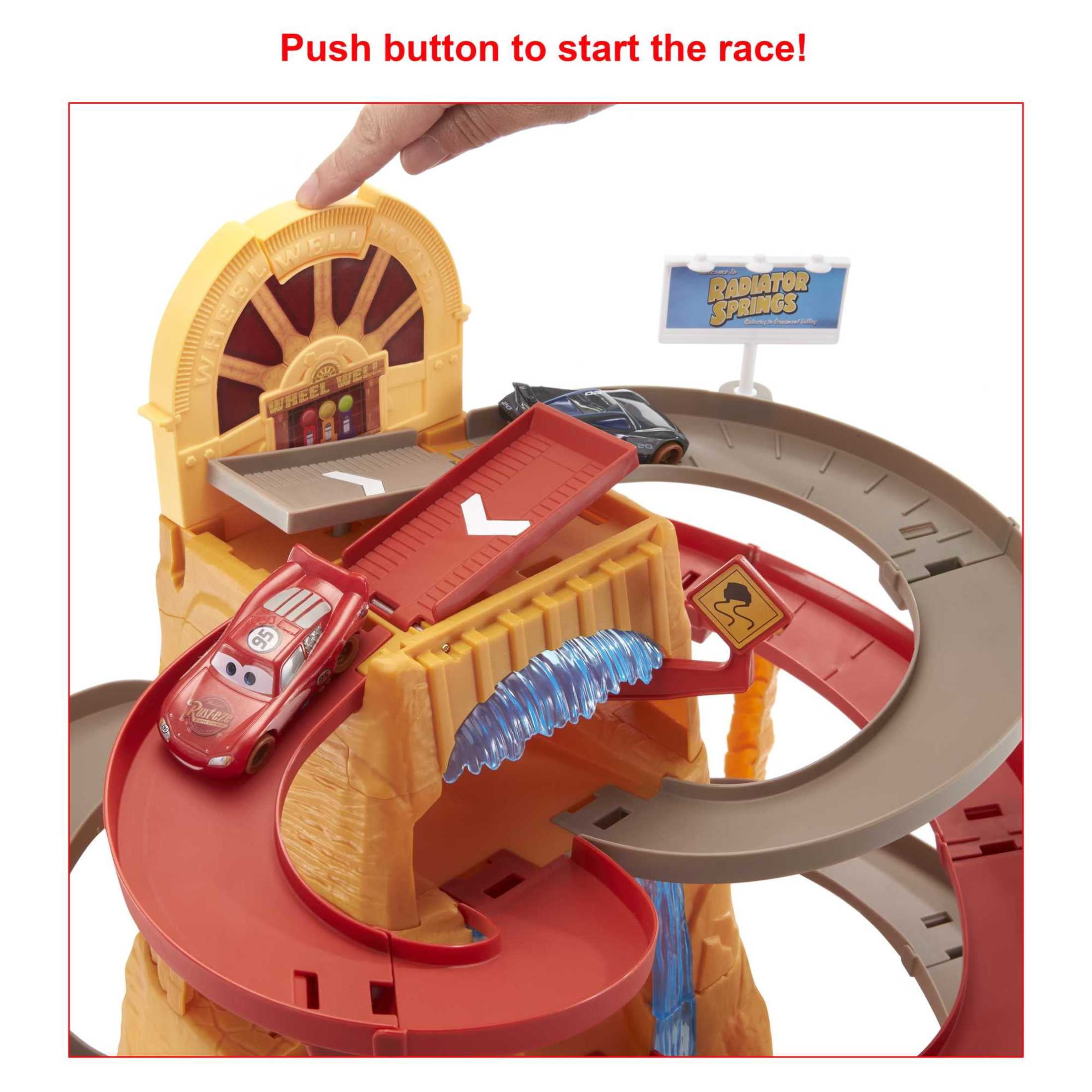 Disney Pixar Cars Radiator Springs Mountain Race Playset, Lightning McQueen & Jackson Storm Toy Cars