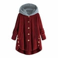 thumbnail image 1 of Womens Cardigan Plus Size Button Plush Tops Hooded Loose Cardigan Wool Coat Winter Jacket Navy Xl, 1 of 3