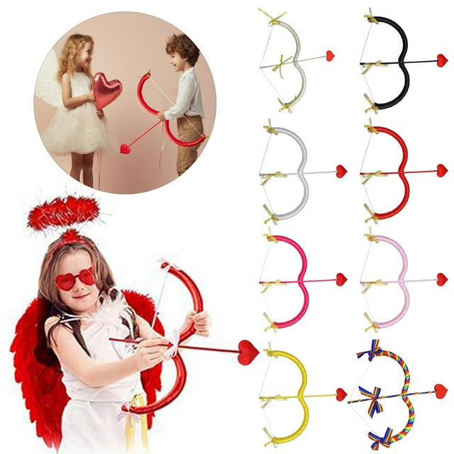 Musbetu Cupid Bow And Arrow Prop Heart Shape Bow Decor Valentine Day Photography Filming Stage Costume Performance Prop