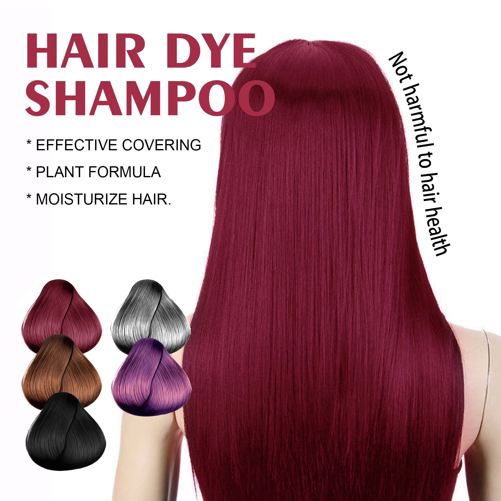 Alvantor Burgundy Instant Hair Dye Shampoo for Gray Coverage, 3.38 fl oz