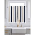 thumbnail image 2 of Kitchen Curtains 54 Inches length, Beige Navy Blue Striped Window Treatment Curtain Drapes, Farmhouse Stripe Art Thermal Insulated Drapes for Basement Hotel RV, 42"x54", 2 Panels, 2 of 7