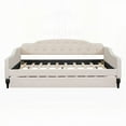 thumbnail image 3 of Beige Full Size Upholstered Tufted Daybed Featuring Twin Trundle & Multifunctional Design, 3 of 19