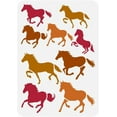 thumbnail image 1 of Plantilla de plástico PET de 8,3 x 11,7 pulgadas con diseño de caballos al galope para pintar. Plantilla hueca para dibujo de caballos al galope. Plantilla con temática animal., 1 of 9